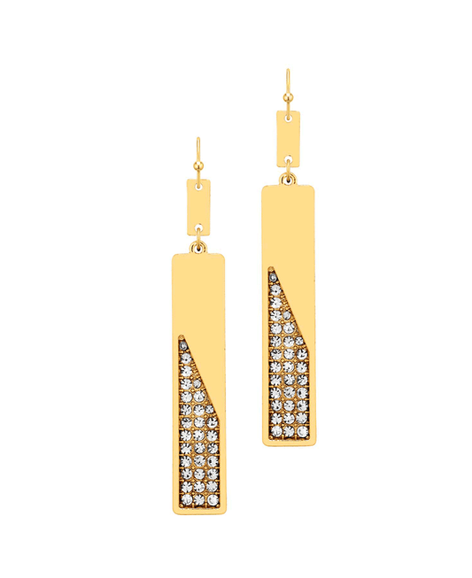 Rectangle Metal w/ Pave Earring