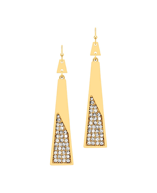 Triangle Metal w/ Pave Earring