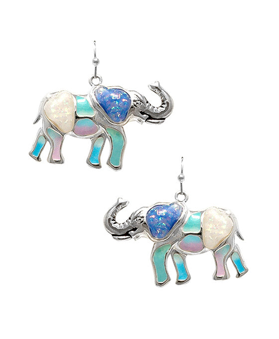 Elephant Opal w/ Epoxy Earring