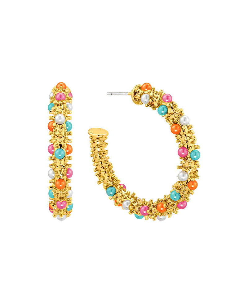 Color Beads 30mm Hoop Earring