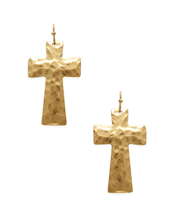 Cross Hammered Metal Earring