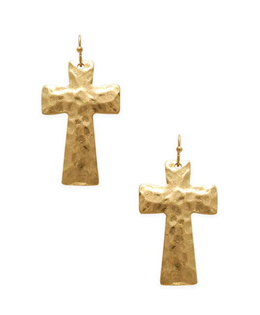 Cross Hammered Metal Earring