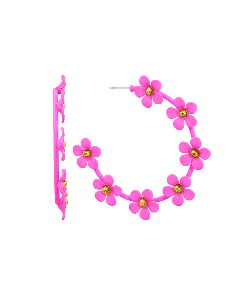 Color Flower Hoop Earring