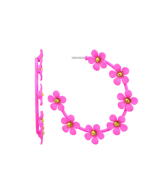 Color Flower Hoop Earring