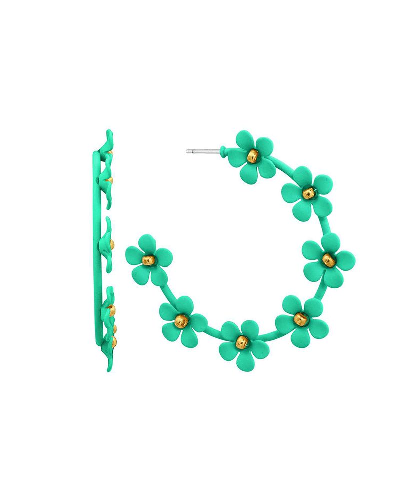 Color Flower Hoop Earring