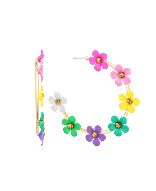 Color Flower Hoop Earring
