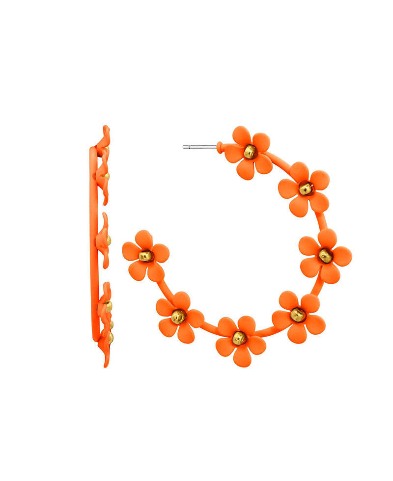Color Flower Hoop Earring