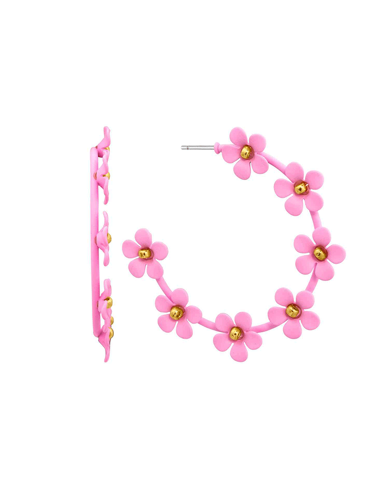 Color Flower Hoop Earring