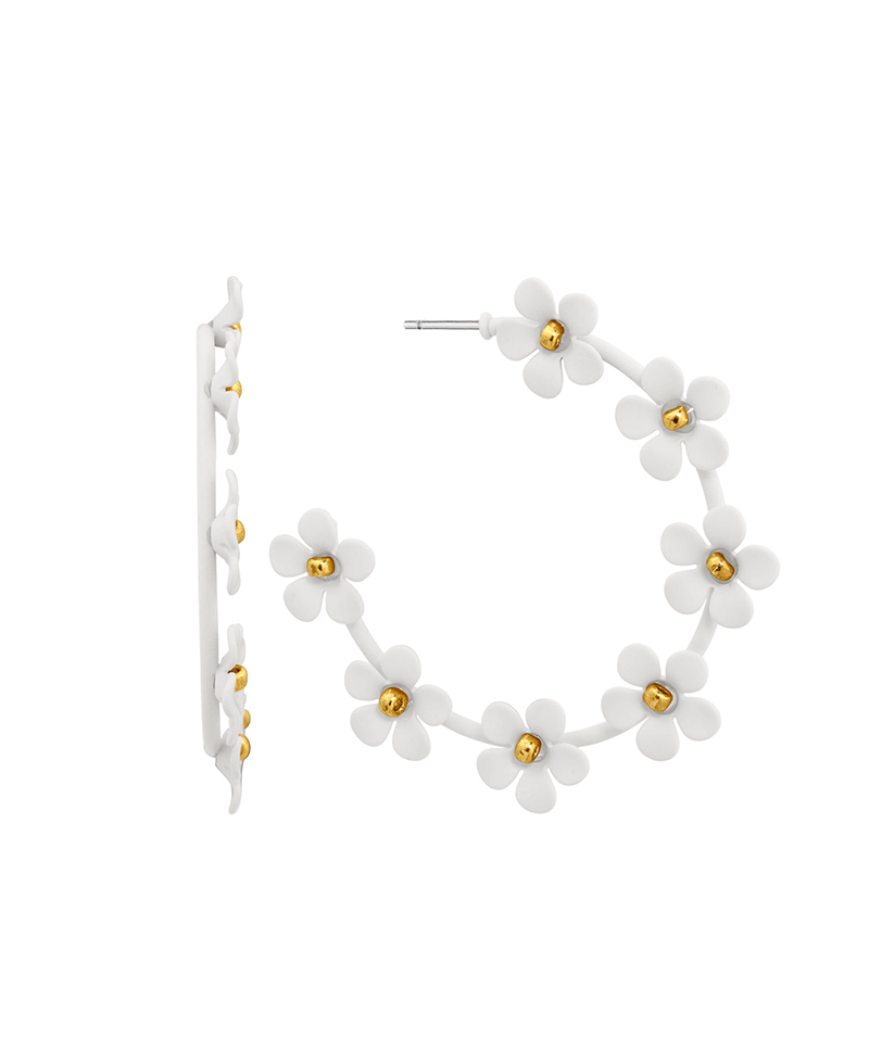 Color Flower Hoop Earring