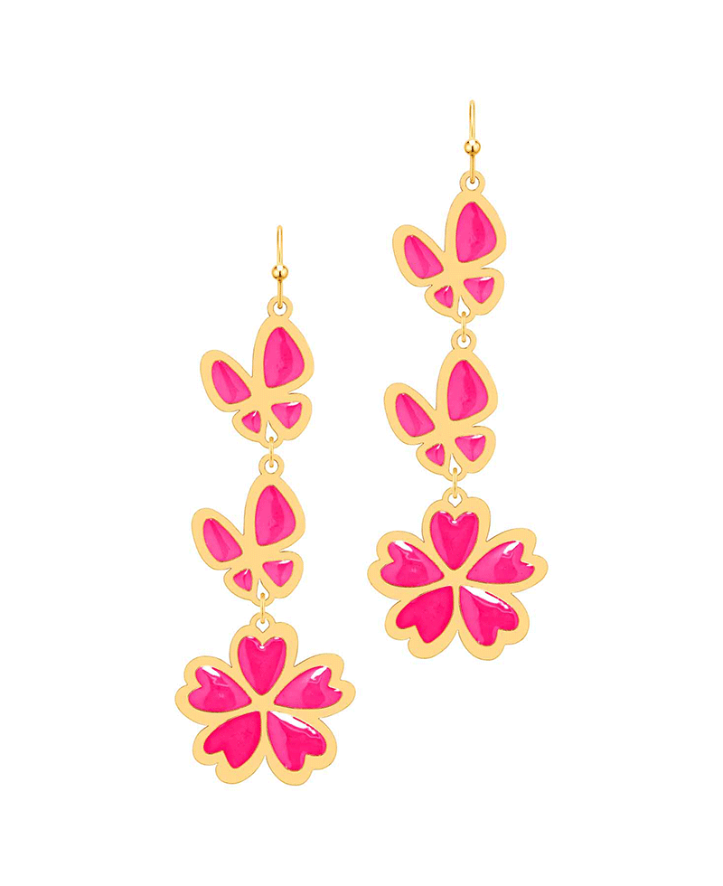 Epoxy Butterfly & Flower Earring
