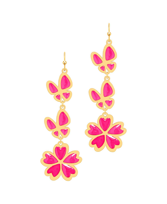 Epoxy Butterfly & Flower Earring
