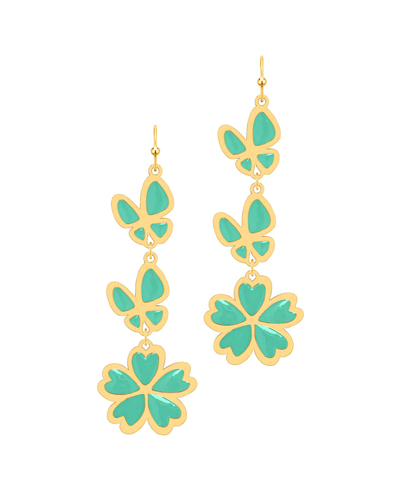 Epoxy Butterfly & Flower Earring