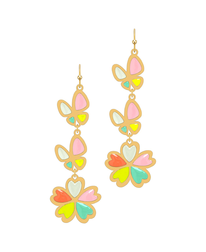 Epoxy Butterfly & Flower Earring