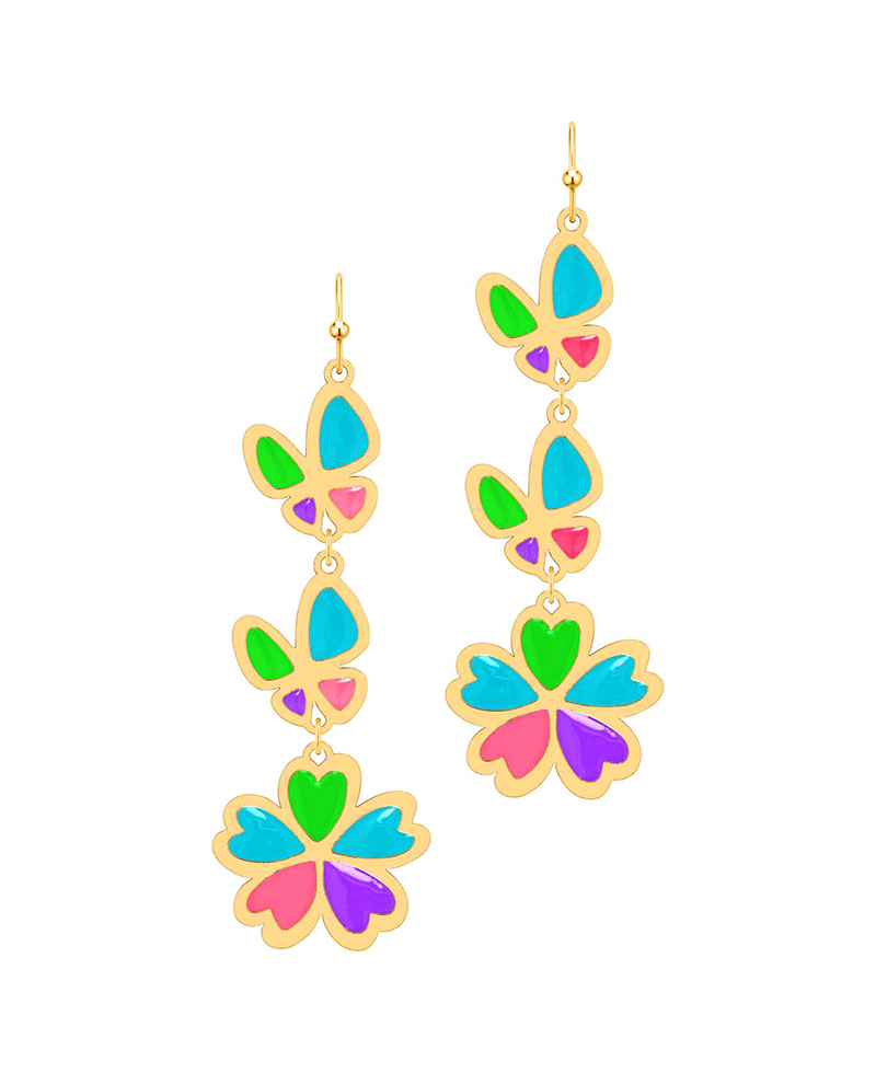 Epoxy Butterfly & Flower Earring