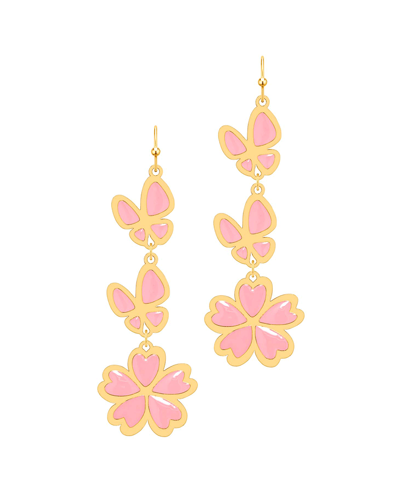 Epoxy Butterfly & Flower Earring