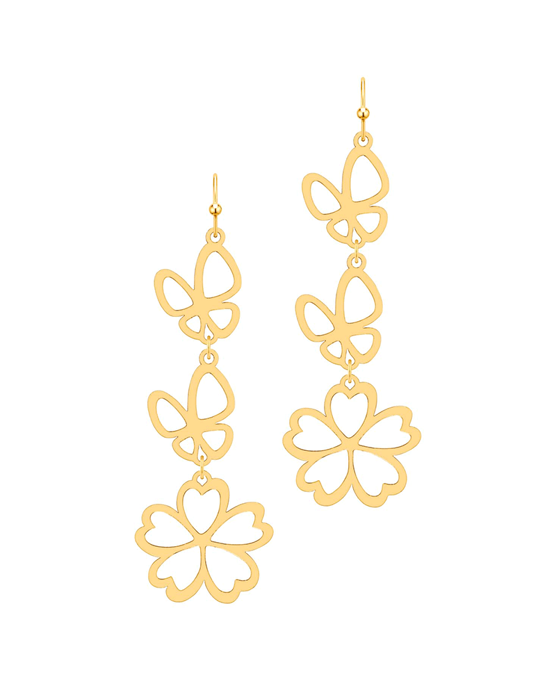 Metal Butterfly & Flower Earring
