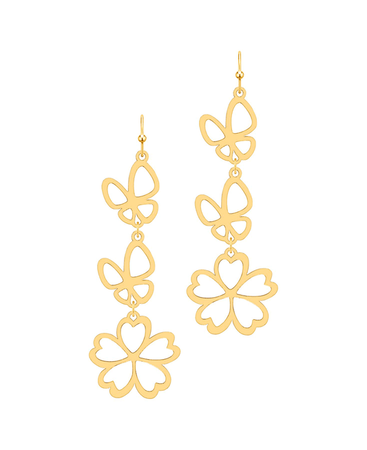 Metal Butterfly & Flower Earring
