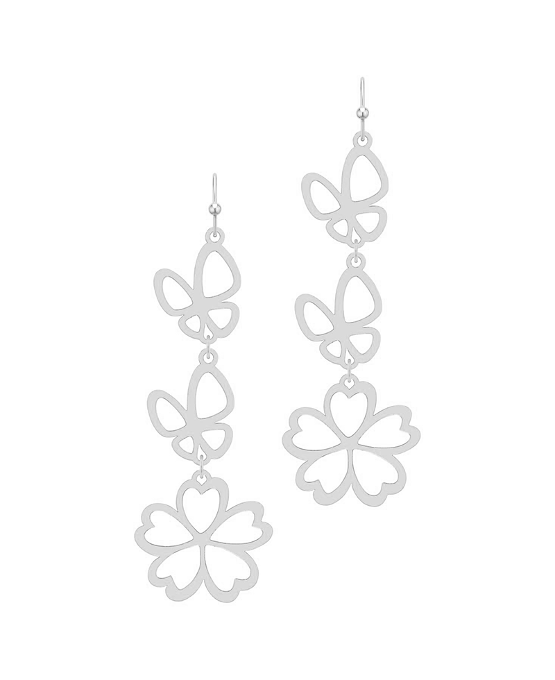 Metal Butterfly & Flower Earring