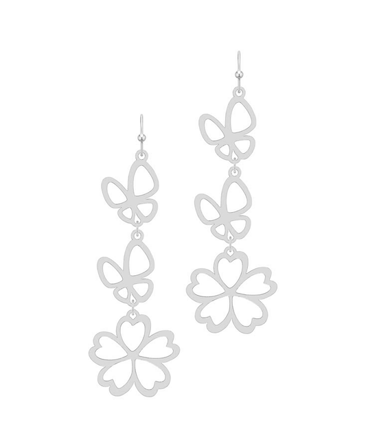 Metal Butterfly & Flower Earring