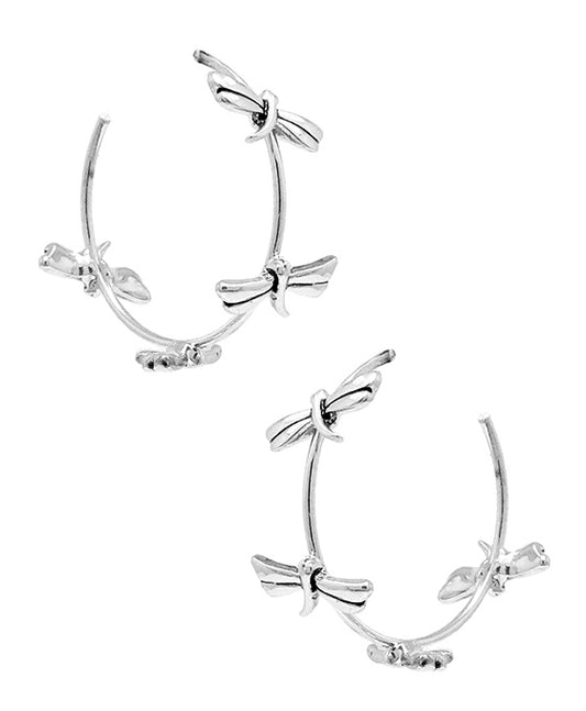 Dragonfly Hoop Earring