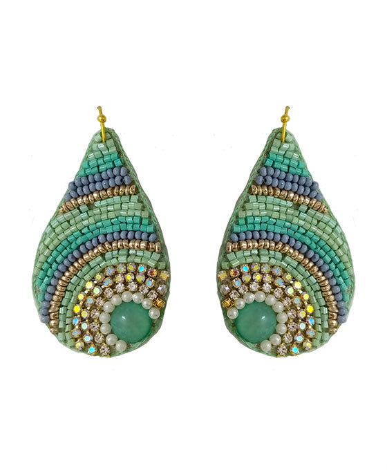 Seed Bead w/ Glass Stone Earring