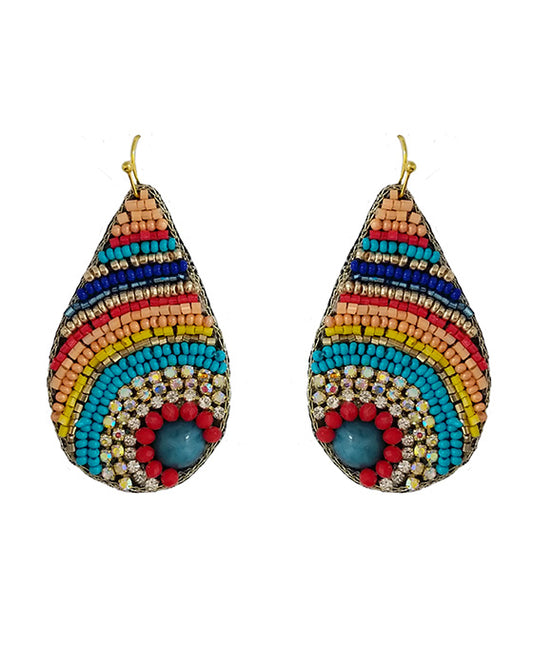 Seed Bead w/ Glass Stone Earring