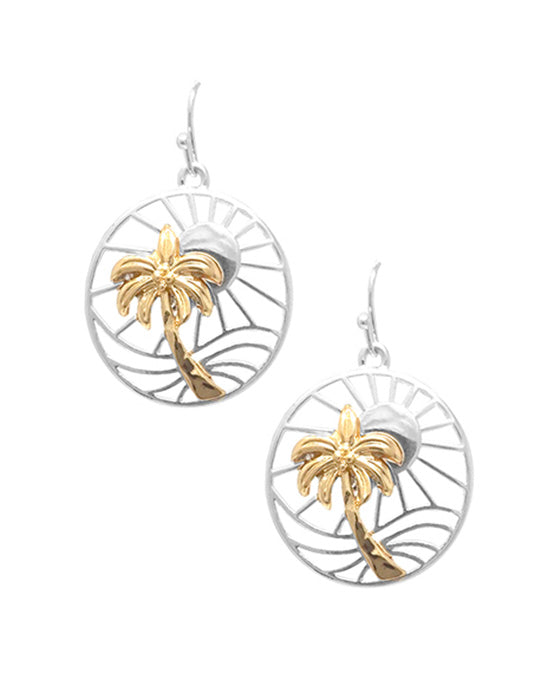 Palm Tree Sunrise Earring