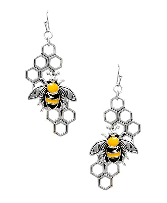Bumble Bee & Honey comb Epoxy Earring