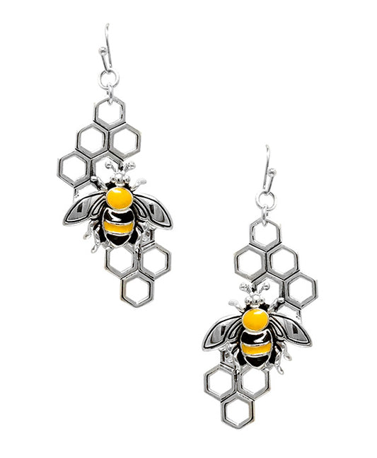 Bumble Bee & Honey comb Epoxy Earring