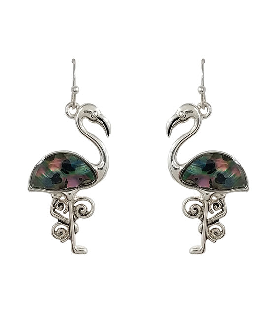 Flamingo Swirl w/ Abalone Earring
