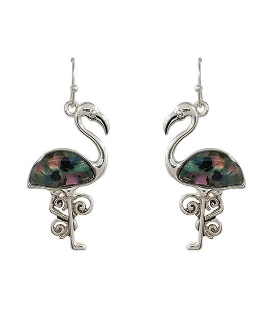 Flamingo Swirl w/ Abalone Earring