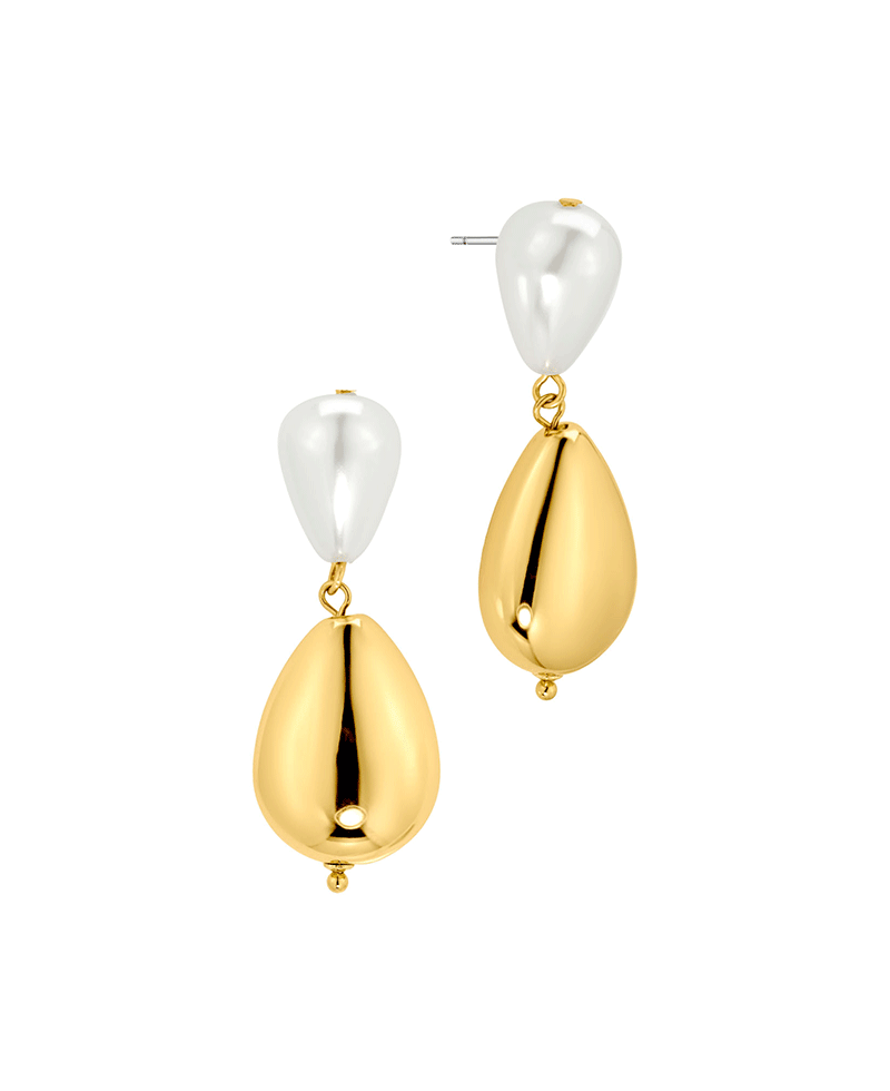 Pearl & Metal Post Earring