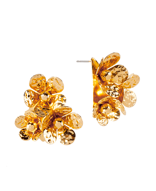Metal Texture Flower Post Earring