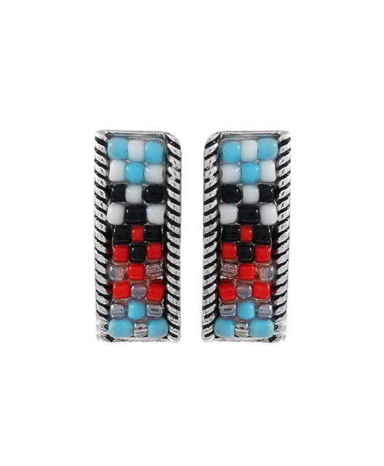 Rectangle Seed Bead Post Earring