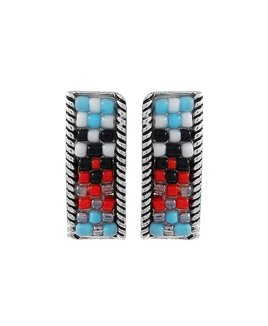 Rectangle Seed Bead Post Earring