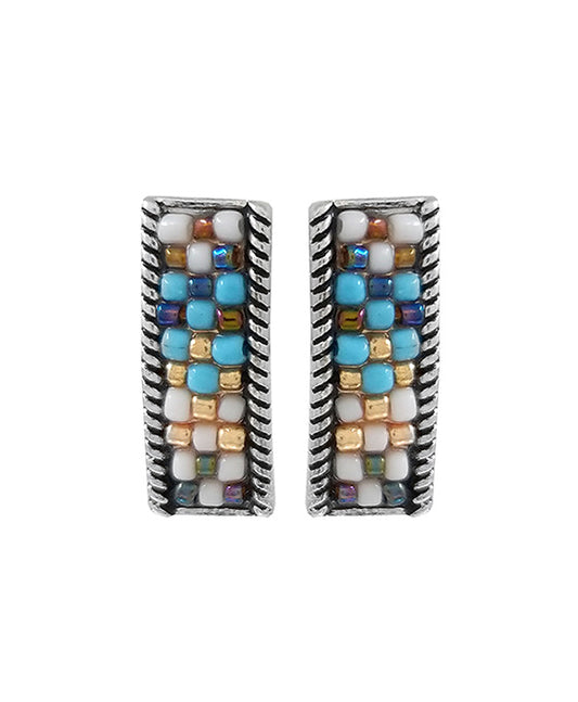 Rectangle Seed Bead Post Earring