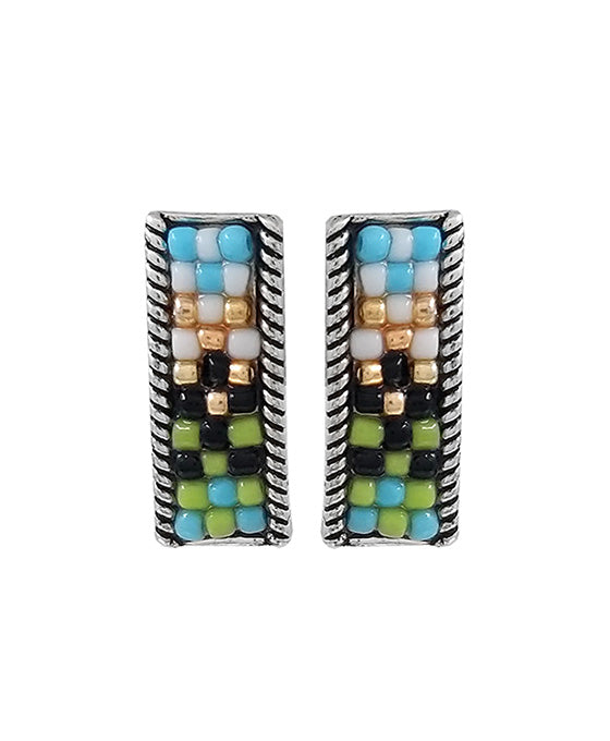 Rectangle Seed Bead Post Earring
