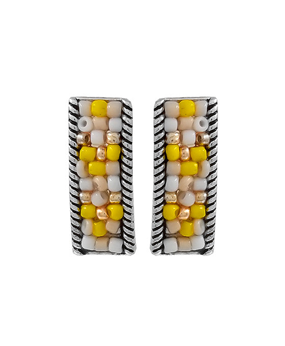 Rectangle Seed Bead Post Earring