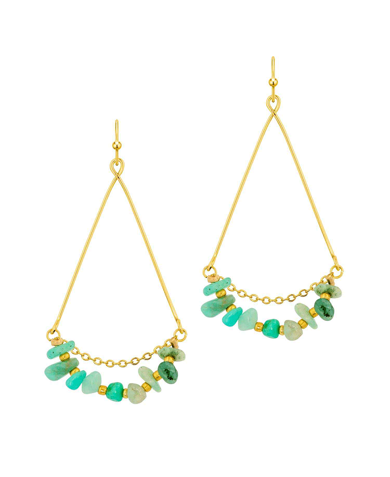 Chip stone & Chain Finish Earring