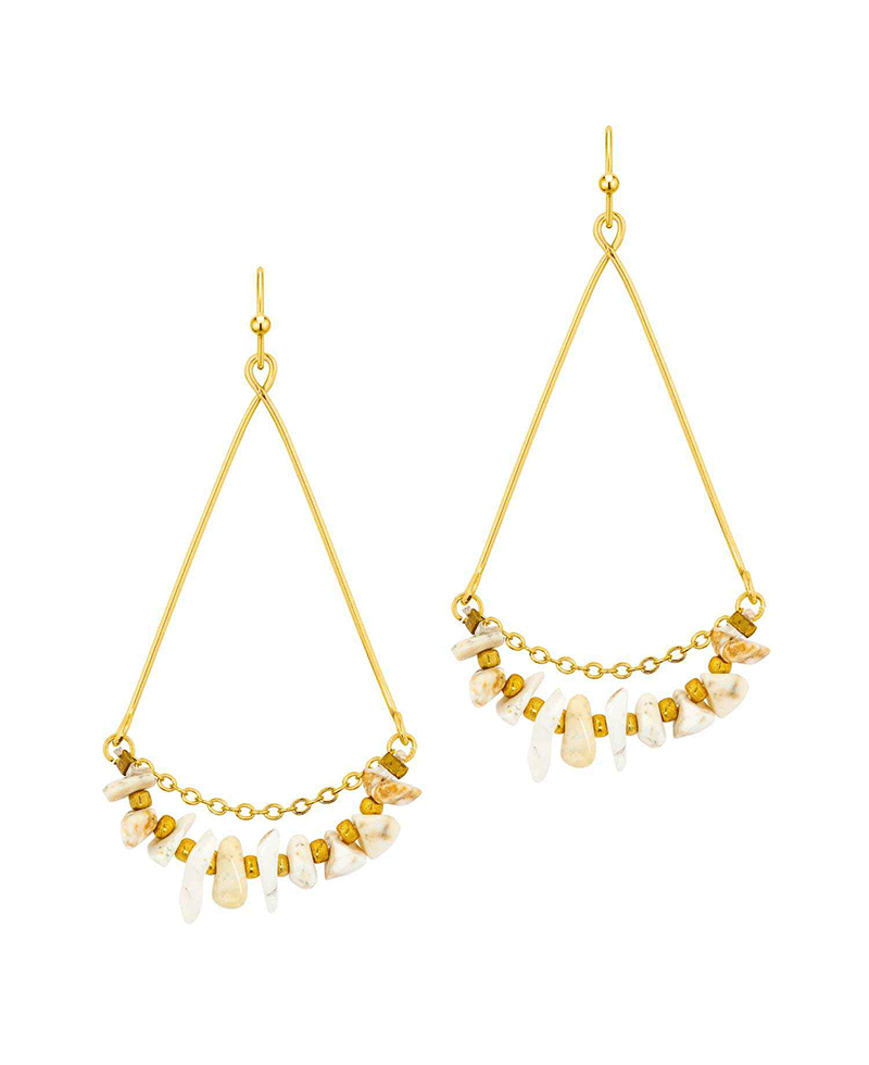 Chip stone & Chain Finish Earring