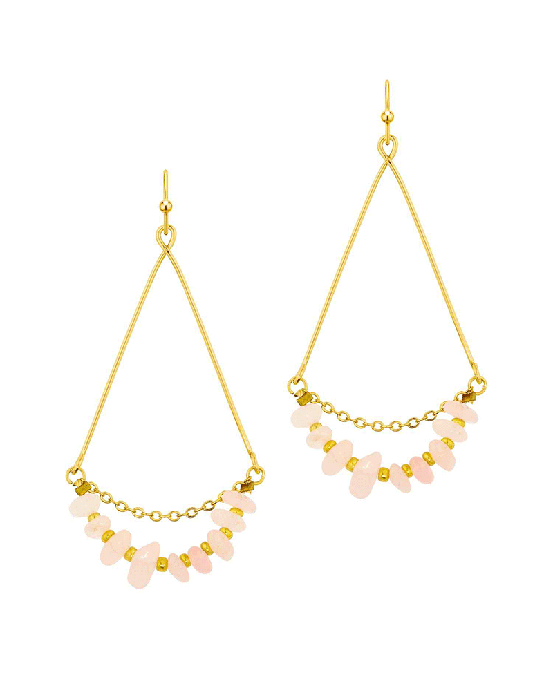 Chip stone & Chain Finish Earring