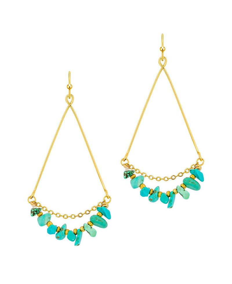 Chip stone & Chain Finish Earring