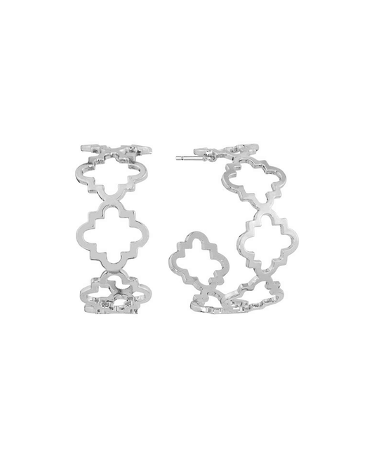 Metal Flower 23mm Hoop Earring