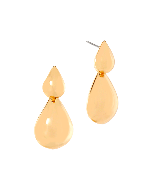 Metal Double Teardrop Post Earring