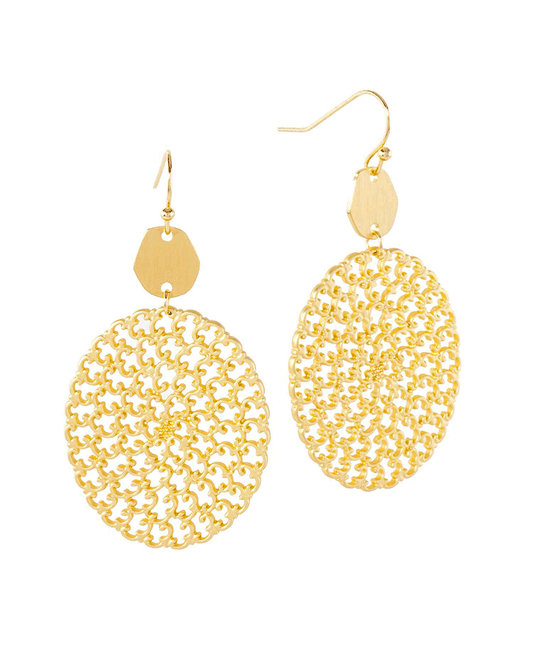 Metal Filigree Oval Earring