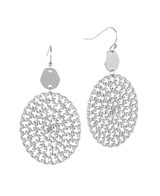 Metal Filigree Oval Earring