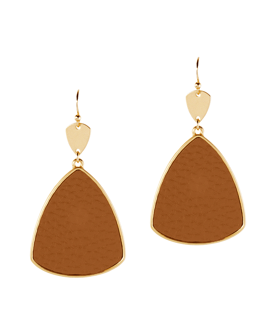 Metal w/ Leather Triangle Earring