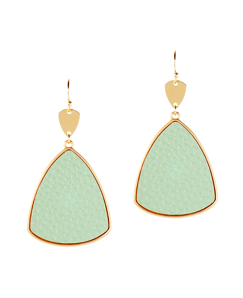 Metal w/ Leather Triangle Earring