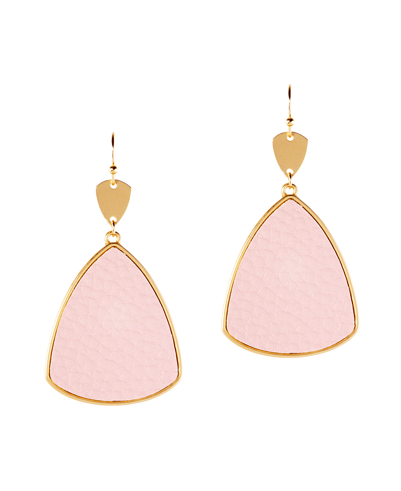 Metal w/ Leather Triangle Earring