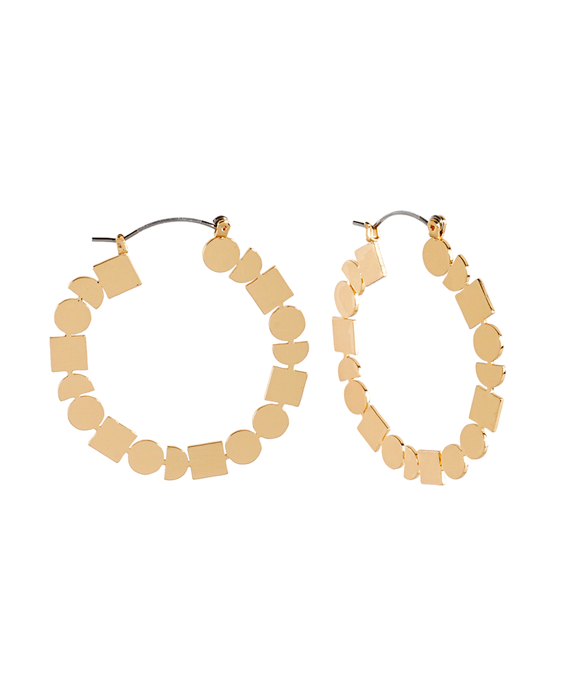 Metal Texture Geometric 40mm Hoop Earring